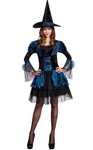 F1778 Blue Gothic Witch Adult Halloween Costume